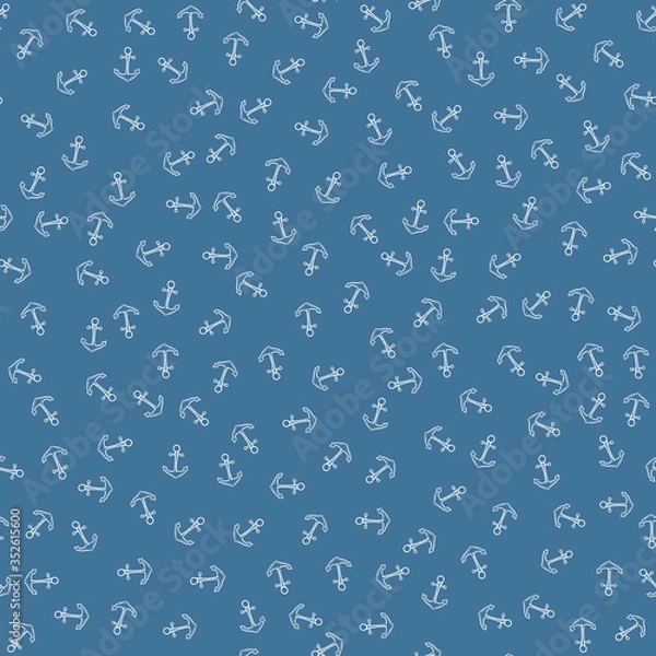 Fototapeta Seamless vector pattern with doodle anchors. Seamless pattern can be used for wallpaper, pattern fills, web page background, surface textures.