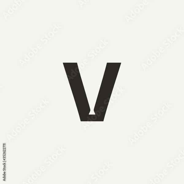 Obraz V monogram. Abstract letter V logo design. Filled creative symbol. Logo branding. Universal vector icon - Vector