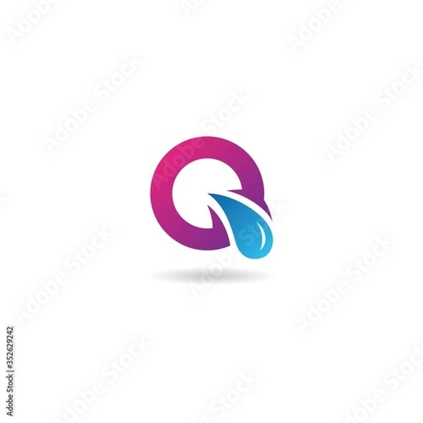 Fototapeta initial q with water logo design vector template