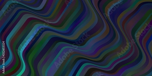 Fototapeta Dark Blue, Green vector pattern with curved lines.