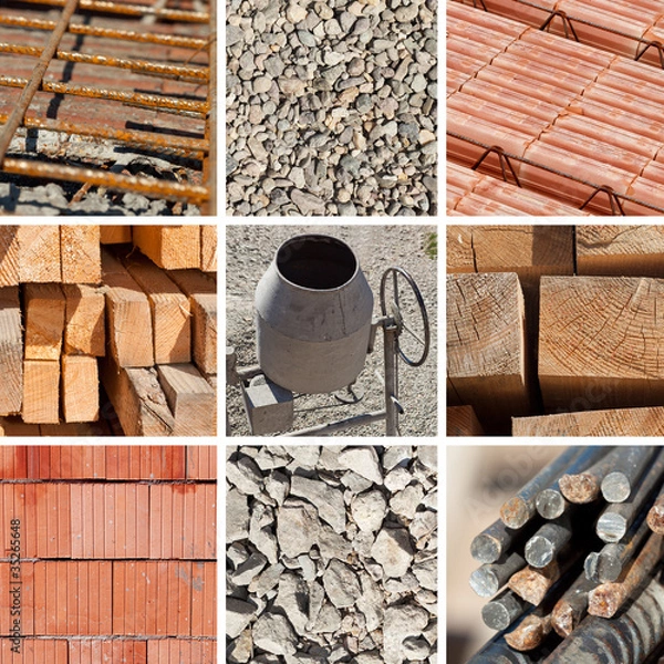 Obraz Construction materials collage