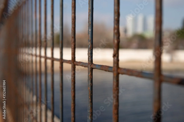 Obraz old rusty metal fence