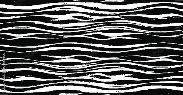 Fototapeta Swirled and curled stripes and brush strokes texture. Marble or acrylic atrwork imitation. Cool and swirly background. Abstract vector illustration. Black isolated on white. EPS10 
