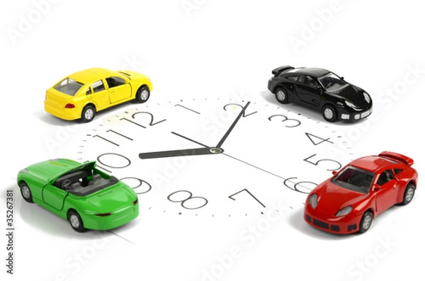 Obraz Toy car and clock face