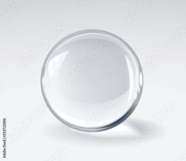 Obraz Realistic 3d glass spherical ball on light background