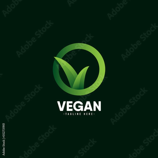 Fototapeta Vegan Logo Icon Vector Template Design Illustration