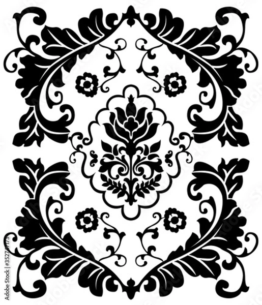 Fototapeta Elegant floral retro antique decorative design motif shap element with classic ornament on a white background. Vintage style