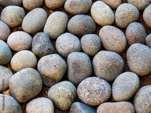 Obraz Mineral Background: Round pebbles close-up photo with different shapes and forms.