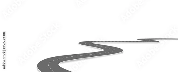 Obraz Roadway journey to the future. Asphalt street isolated on white background. Symbols Way to the goal of the end point. Path mean successful business planning Suitable for advertising and presentstation