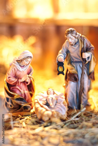 Obraz Weihnachtskrippe Holzfiguren