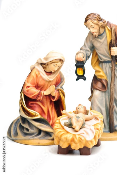 Obraz Weihnachtskrippe Holzfiguren
