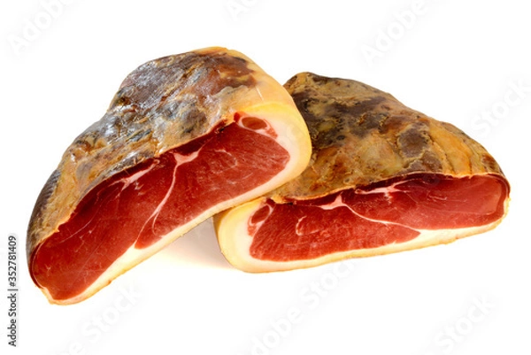 Obraz .Boneless Serrano Ham on White Background