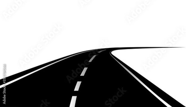 Obraz Roadway journey to the future. Asphalt street isolated on white background. Symbols Way to the goal of the end point. Path mean successful business planning Suitable for advertising and presentstation