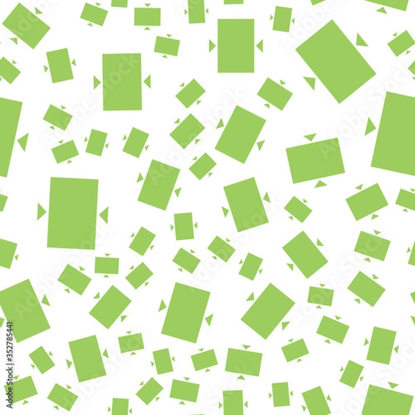 Obraz Seamless pattern texture background with geometric shapes, colored and rotated in different sizes in green, white colors.