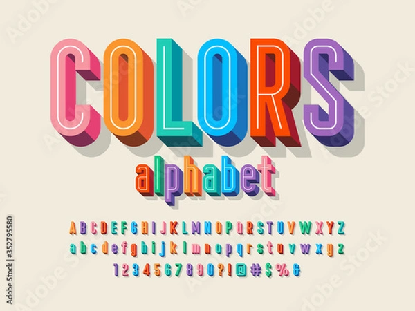 Obraz Vector of 3D bold colorful alphabet design