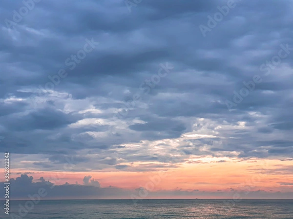 Obraz Orange light sea and clouds