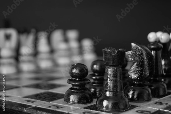Obraz black chess pieces