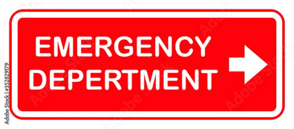 Obraz Emergency department hospital sign, red label 