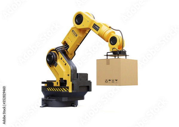Fototapeta robotic arm on white background. 3D illustration	