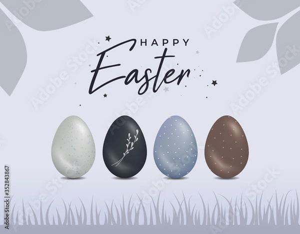 Obraz Happy Easter postcard vector illustration
