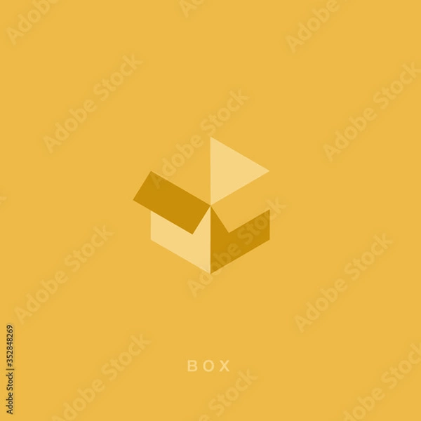Fototapeta Logo minimal design box open 3d isometric. Vector icon sign illustration