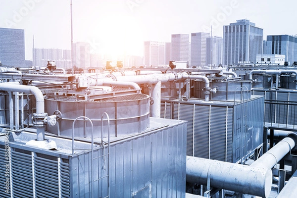 Obraz large central air conditioning system cooling fan system pipeline