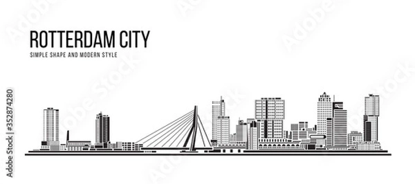 Fototapeta Cityscape Building Abstract Simple shape and modern style art Vector design - Rotterdam city , Netherlands