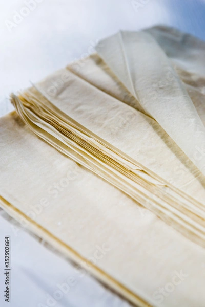 Fototapeta Various layers of puff mass for cooking