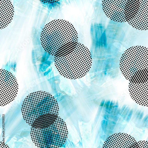 Obraz Blots seamless pattern with geometric elements. Watercolor background.