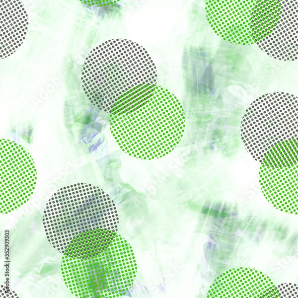 Obraz Blots seamless pattern with geometric elements. Watercolor background.