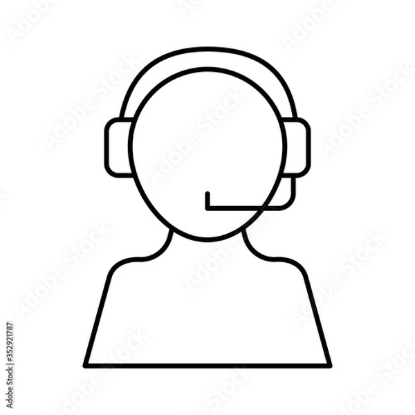 Obraz Avatar operator with headphone line style icon vector design