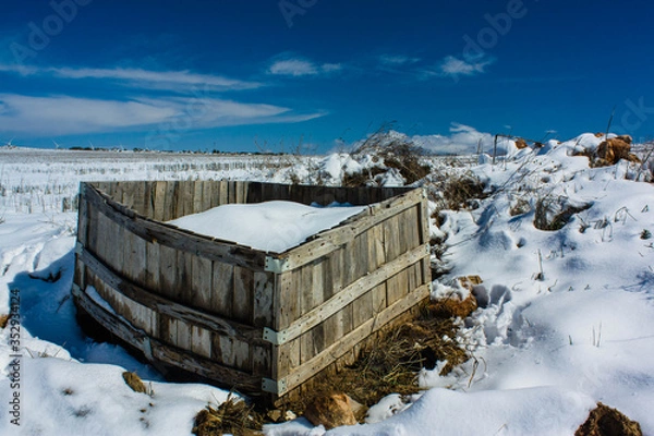 Fototapeta Abandoned caisson covered with snow