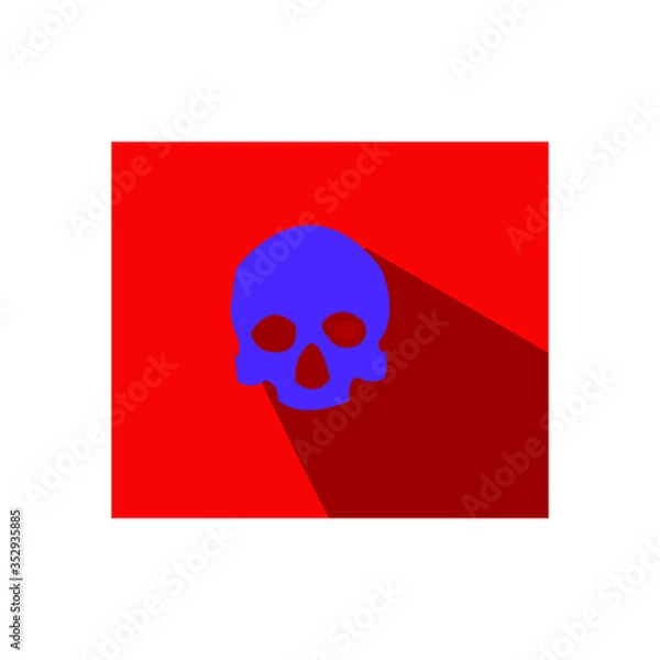 Fototapeta Purple skull icon with shadow on the red background, sign design