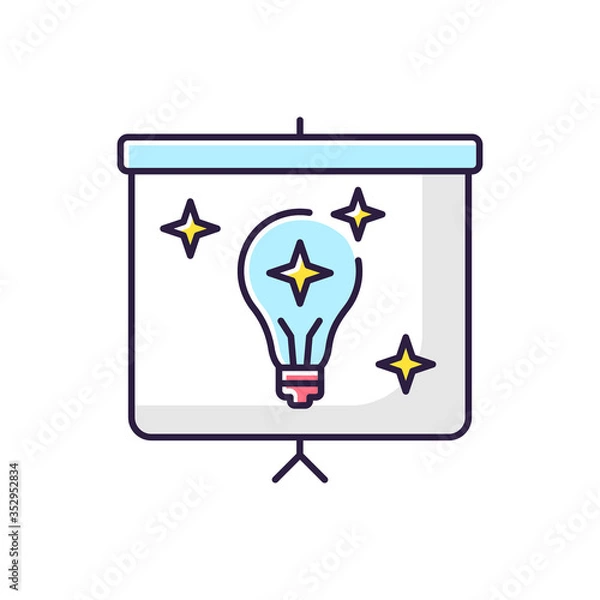 Fototapeta Showing RGB color icon. Corporate presentation of innovative idea. Smart solution for performance optimization. Business mission on billboard screen. Finalized result. Isolated vector illustration