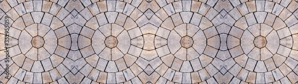 Fototapeta Terracotta toscana pavement laid in circle, texture background banner panorama