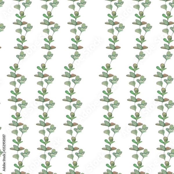 Fototapeta Seamless texture of branches of green grass on a white background