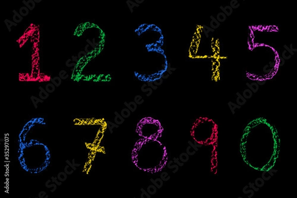 Fototapeta Coloured Chalk numbers