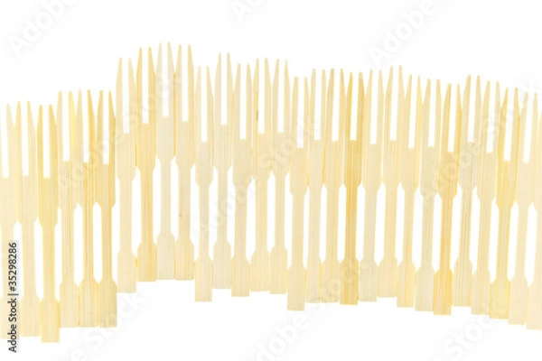 Obraz group of skewer fork made from wood