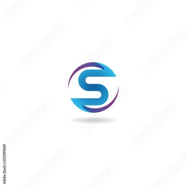 Obraz initial s with swoosh logo design icon template