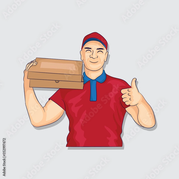 Obraz man holding a pizza box package