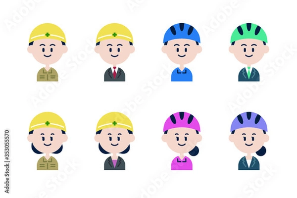 Fototapeta ヘルメットをかぶった人のアイコンセット
