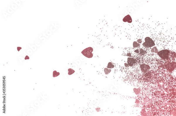 Obraz Pink glitter hearts on white background 