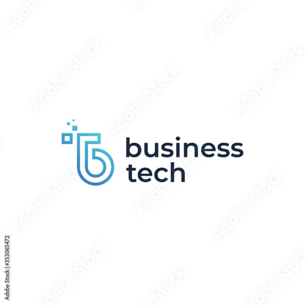 Fototapeta Initials Letter TB BT Technology Digital Pixel Square Modern Monogram Vector Logo Design