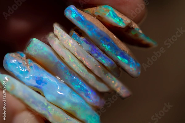 Fototapeta Australian precious raw seam opal from White Cliffs.