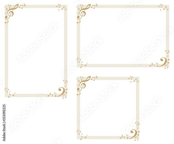 Obraz Music-themed decorative frame.Decorative frame.A frame that gave a change in size to the same design.Good frame for a4 size paper.Background for certificate.