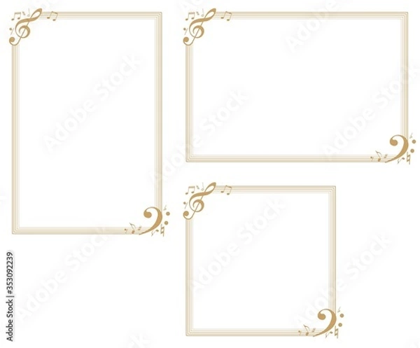 Obraz Music-themed decorative frame.Decorative frame.A frame that gave a change in size to the same design.Good frame for a4 size paper.Background for certificate.