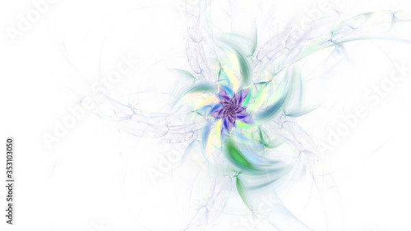 Obraz Abstract colorful fantastic green flower. Digital fractal art. 3d rendering.