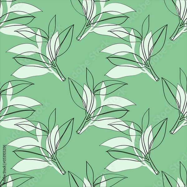 Obraz Seamless pattern Tree laurel .Image on a white and colored background.