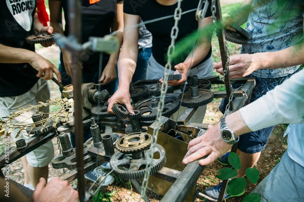 Fototapeta quest game in nature with a large company