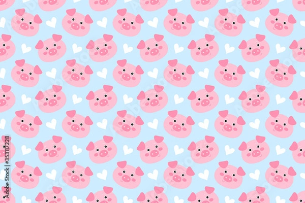Obraz Seamless pattern with cute cartoon piglets